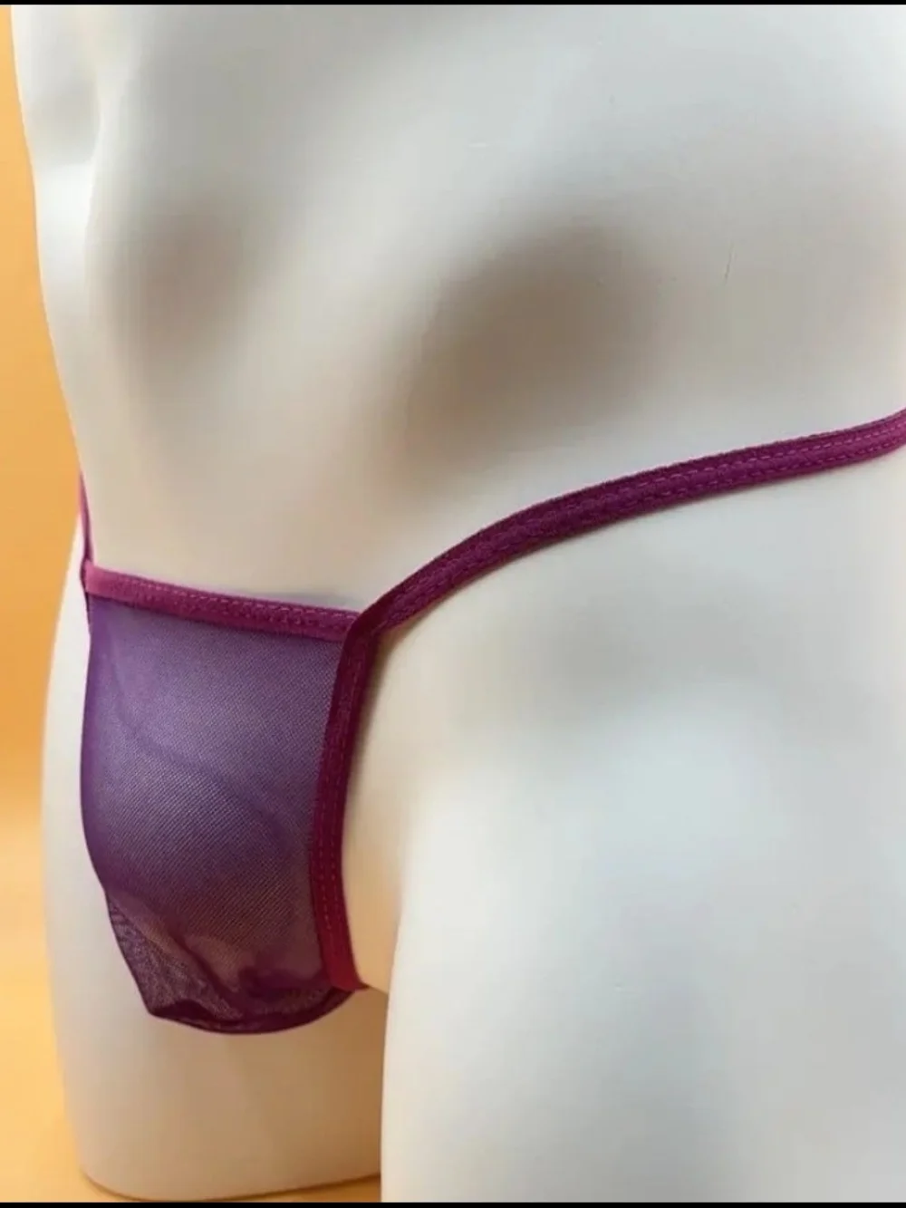 Mens Sheer Purple Mesh T BackThong Underwear- One Size